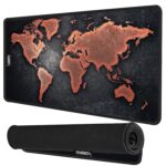RiaTech Vintage World Map Print Large Mouse Pad Extended Gaming with Stitched Embroidery Edges Mousepad, Non-Slip Rubber Base Desk Mat for Laptop/Computer(Black,600x300x2mm)