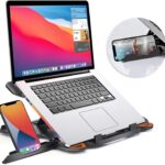 STRIFF Laptop Stand MacBook Stand Adjustable Gaming Laptop Computer Stand Multi-Angle Stand Phone Stand Portable Foldable Laptop Riser Notebook Holder Stand Compatible for 9 to 15.6” Laptops(Black)