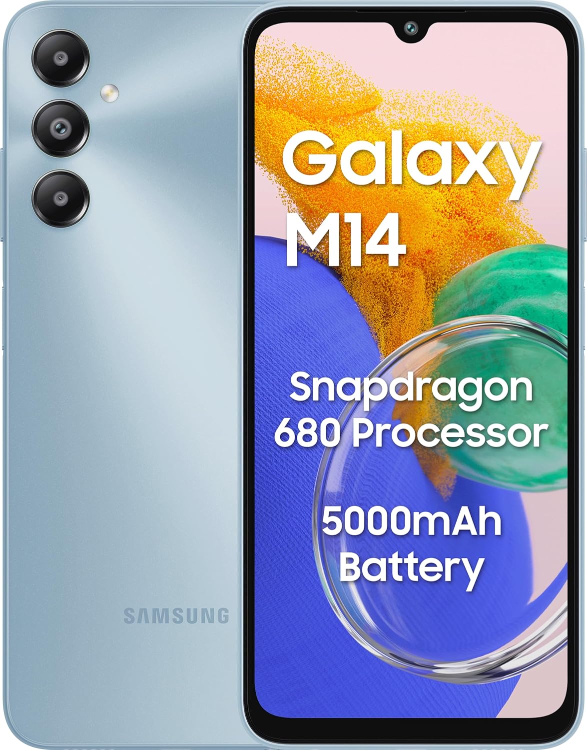 Samsung Galaxy M14 4G (Arctic Blue,6GB,128GB) | 50MP Triple Cam | 5000mAh Battery | Snapdragon 680 Processor | 2 Gen. OS Upgrade & 4 Year Security Update | 12GB RAM with RAM Plus | without Charger