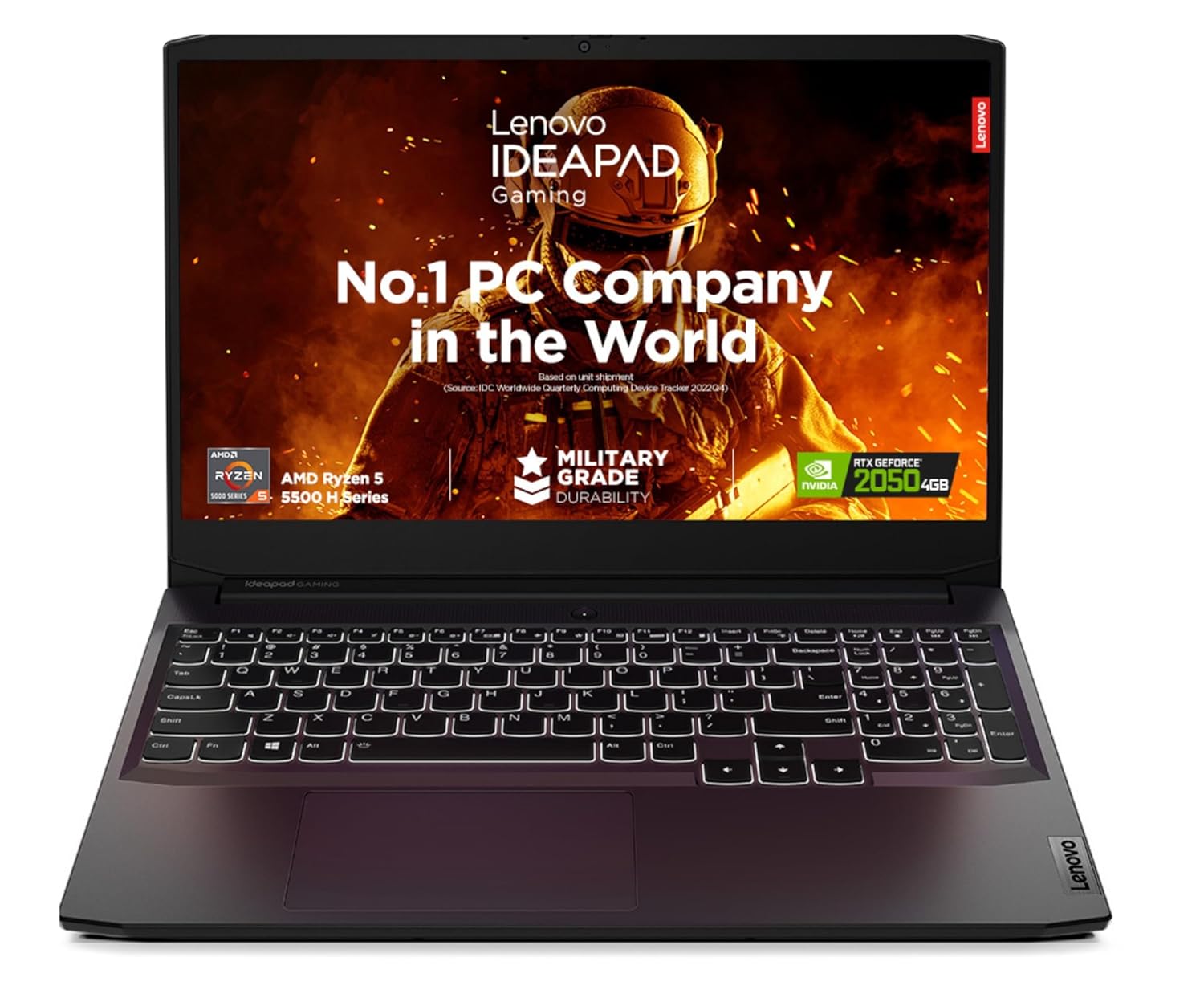 [Smart Choice] Lenovo IdeaPad Gaming 3 Laptop AMD Ryzen 5 5500H 15.6" (39.62cm) FHD IPS 300nits 144Hz (8GB/512GB SSD/Win 11/NVIDIA RTX 2050 4GB/Alexa/3 Month Game Pass/Shadow Black/2.32Kg), 82K20289IN