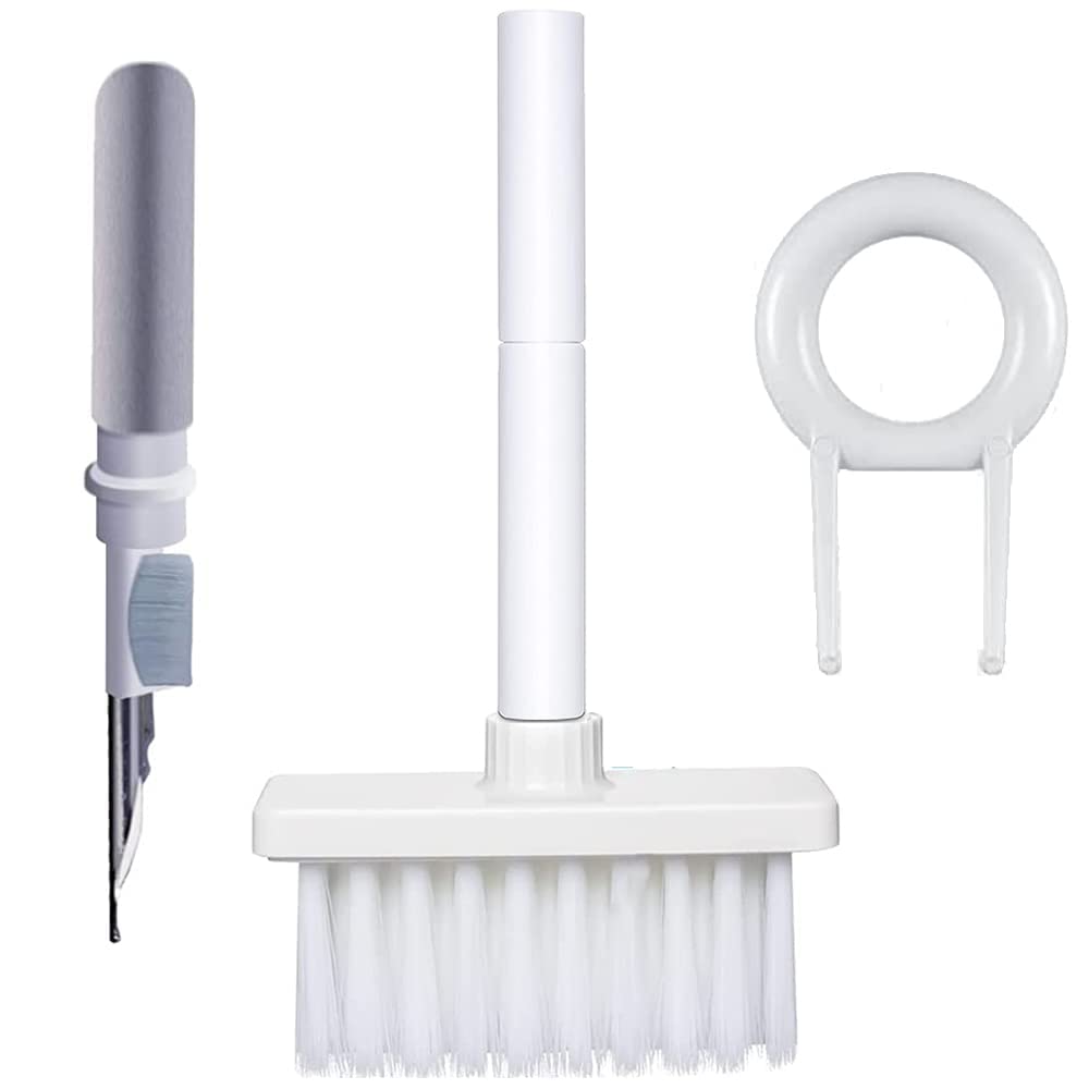 Sounce Cleaning Soft Brush Keyboard Cleaner 5-in-1 Multi-Function Computer Cleaning Tools Kit Corner Gap Duster Keycap Puller for Bluetooth Earphones Lego Laptop AirPods Pro Camera Lens (White)