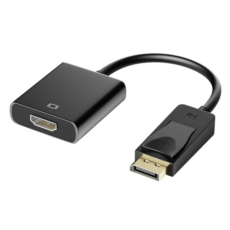 Sounce Display Port to Hdmi Adapter, 1080P Display Port Dp to Hdmi Cable Male to Female Port Support Video & Audio Compatible with Computer, Pc, Monitor, Projector, HDTV (Not Bidirectional), Gold