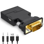 Sounce VGA to HDMI Adapter Converter with Audio,(PC VGA Source Output to TV/Monitor with HDMI Connector), Active Male VGA in Female HDMI 1080p Video Dongle adaptador for Computer,Laptop,Projector