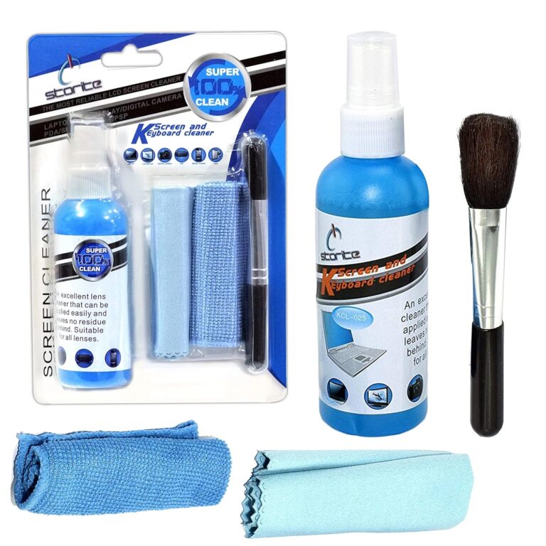 Storite 4 in 1 Professional Screen Cleaning Kit (100ML) for Laptops, Mobiles, LCD, LED, Computers, TV KCL-1025 (Includes Cleaning Solution, Cleaning Brush and 2 Microfiber Cloth)