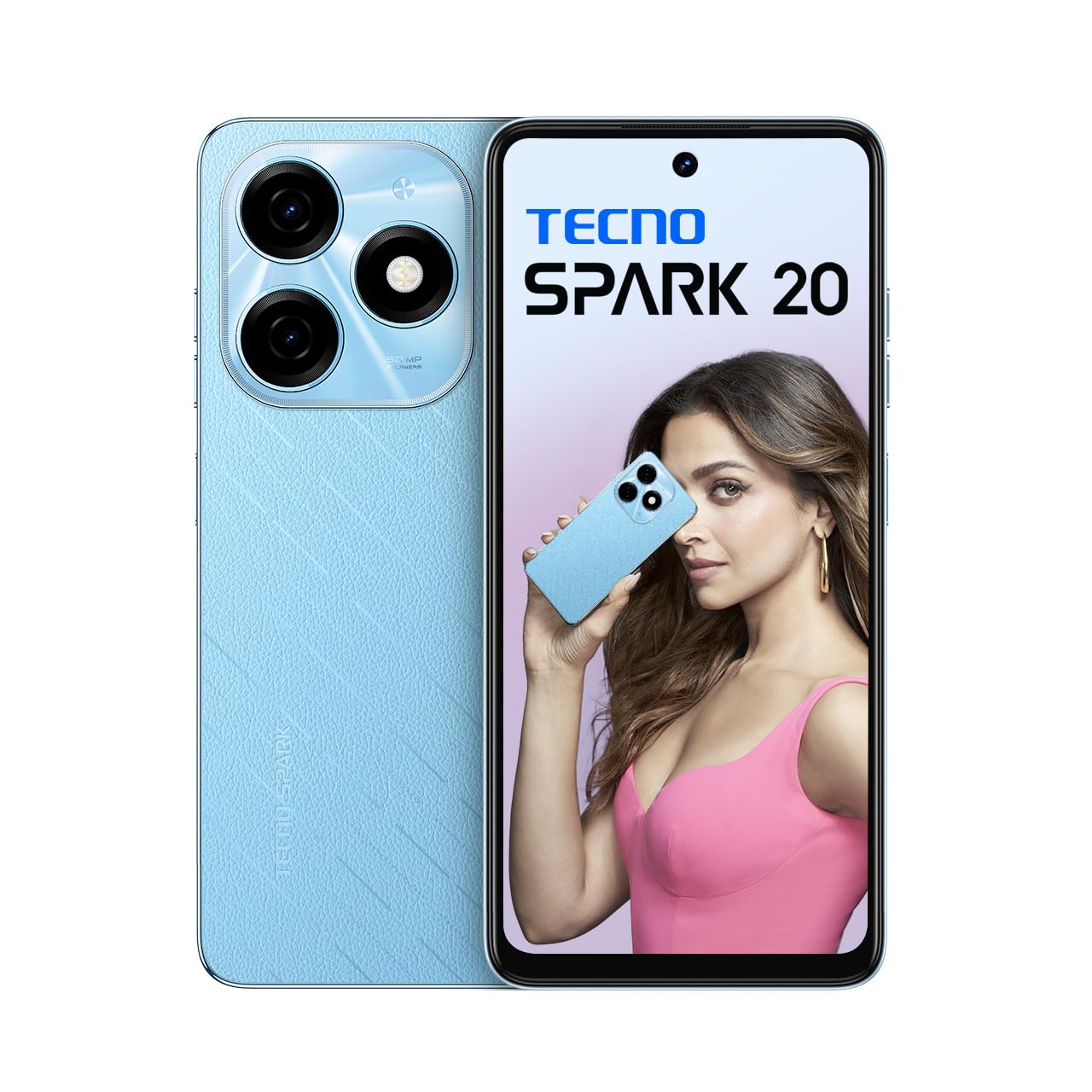 TECNO SPARK 20 | Magic Skin Blue, (8GB+256GB)| 32MP Selfie + 50MP Main Camera| 90Hz Dot-in Display with Dynamic Port & Dual Speakers with DTS| 5000mAh Battery |18W Type-C| Helio G85 processor