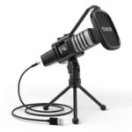 TONOR USB Microphone, Condenser Computer PC Mic with Tripod Stand, Pop Filter, Shock Mount for Gaming, Streaming, Podcasting, YouTube, Voice Over, Skype, Twitch, Compatible with Laptop Desktop, TC30