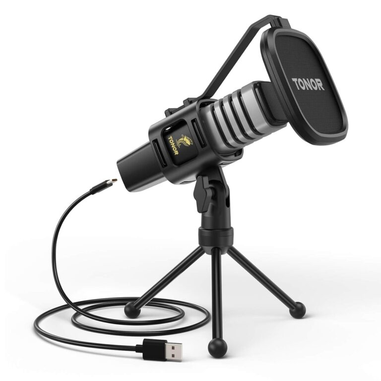 TONOR USB Microphone, Condenser Computer PC Mic with Tripod Stand, Pop Filter, Shock Mount for Gaming, Streaming, Podcasting, YouTube, Voice Over, Skype, Twitch, Compatible with Laptop Desktop, TC30