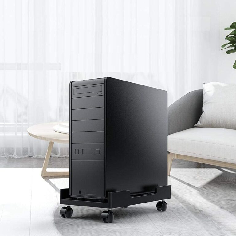 TORIVO VINTAZE Adjustable Heavy Duty CPU Trolley with Castor Wheels Computer Floor Stand Trolley CPU Stand (PVC Plastic)