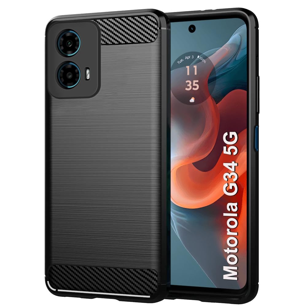 TheGiftKart Rugged ShockProof Back Cover Case for Motorola Moto G34 5G | Total Camera Protection | Anti-FingerPrint Finish | 360 Degree Protection Back Cover Case for Motorola G34 5G (TPU, Black)