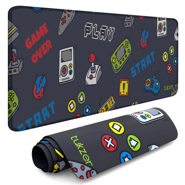 Tukzer Large Size (795mm x 298mm x 3.45mm) Extended Gaming Mouse Pad| Stitched Embroidery Edges| Non-Slip Rubber Base |for Computer Laptop | Keyboard Mouse Pad for Office & Home (Retro-Game)