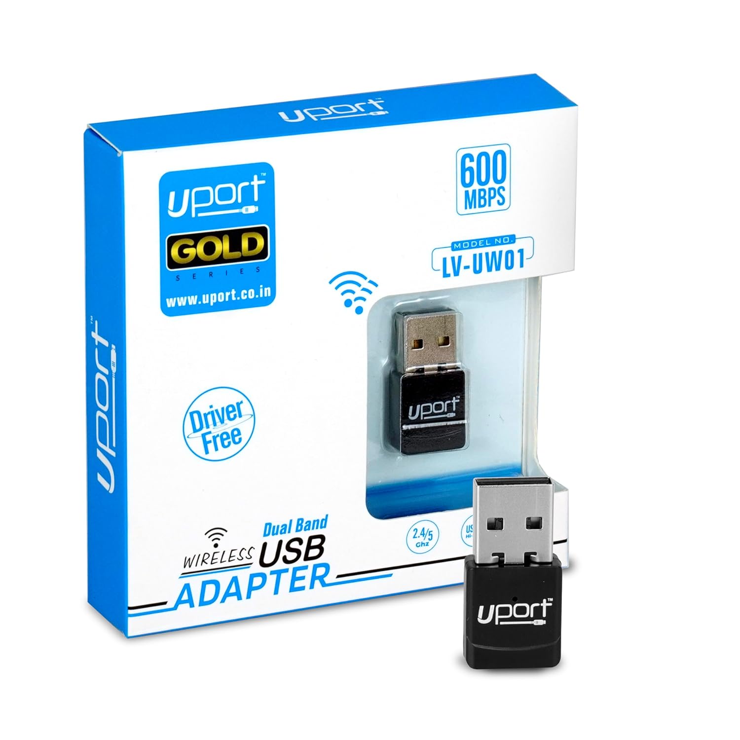 UPORT 2 in 1 USB 5G 600 MBPS WiFi Adapter Driver Free Dual Band 2.4Ghz/5Ghz Wireless WiFi Receiver Dongle for PC, Laptop, Desktop Computer