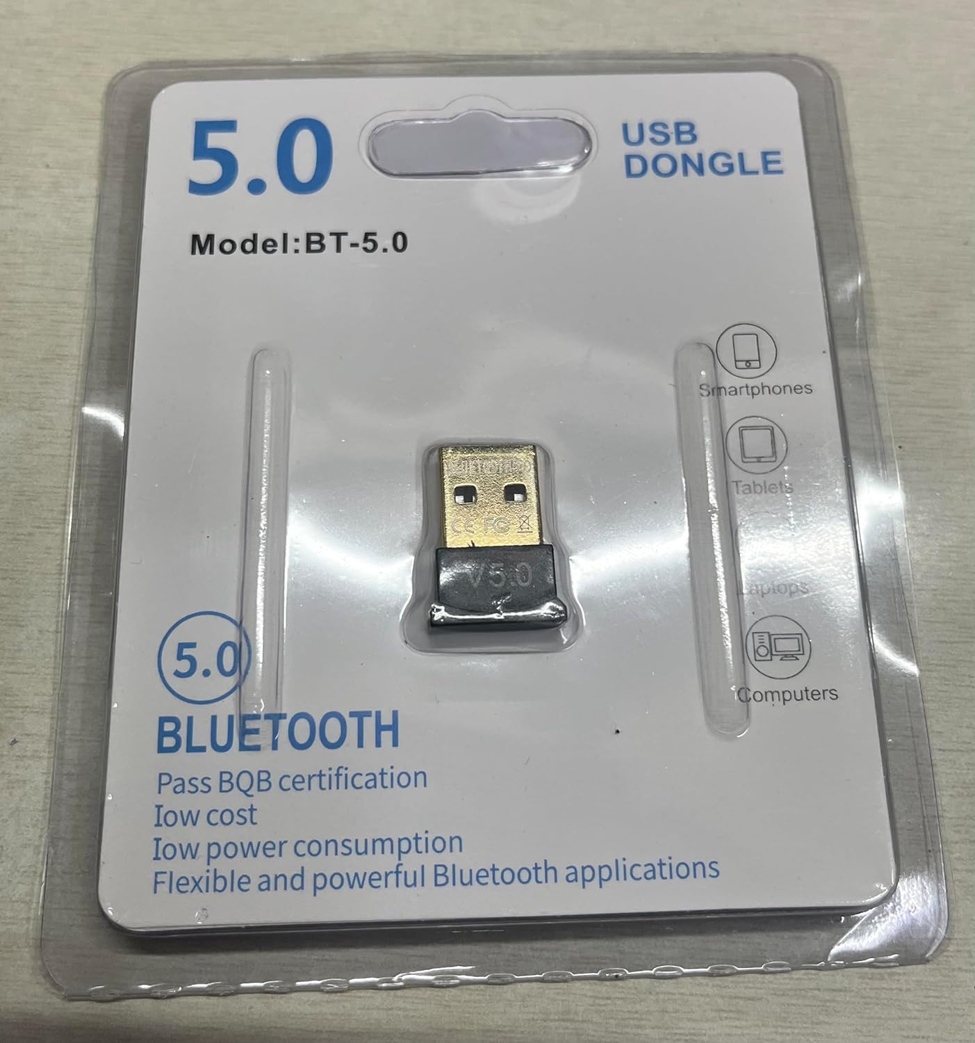 USB Bluetooth 5.0 Dongle, Plug and Play for Computers/Laptops, Connect Devices