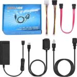 VOOCME USB to SATA IDE Converter Cable Adapter USB 2.0 to 2.5/3.5/5.25in IDE and SATA Adapter Cable for Personal Computer, Laptop, DVD Player 1.8FT/Black (VC-USB-SATA-IDE-ADPTR-01)