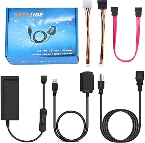 VOOCME USB to SATA IDE Converter Cable Adapter USB 2.0 to 2.5/3.5/5.25in IDE and SATA Adapter Cable for Personal Computer, Laptop, DVD Player 1.8FT/Black (VC-USB-SATA-IDE-ADPTR-01)