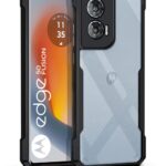 WOW IMAGINE Shock Proof Clear Protective Back Case for Motorola Moto Edge 50 Fusion - AirEDGE Technology | 360 Degree Camera Protection | Transparent Hybrid Back Case Mobile Cover - Black