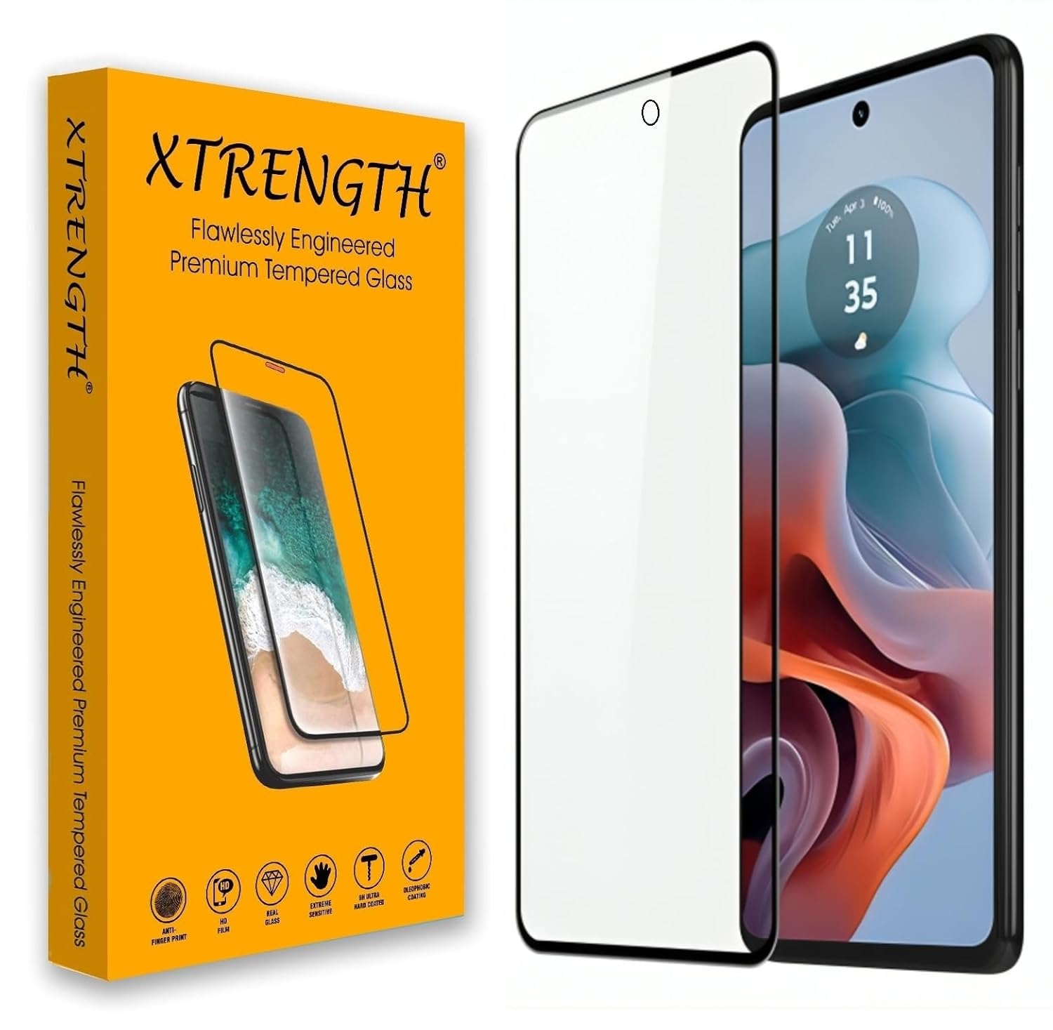 XTRENGTH Advanced HD+ Tempered Glass Screen Protector Designed for Motorola G34 5G / Moto g34 (6.5") : Edge-to-Edge Full Screen Coverage with Easy Self-Installation Kit (Anti-Scratch)