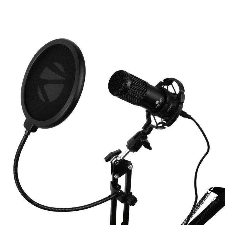 Zebronics Zeb-Lucid PRO Desktop Mount Condenser Microphone with 2M USB Cable for Computer/PC, Cardioid Pattern, Metal Body, High Sensitivity, Shock Mount, Plug & Play, Unidirectional, Black