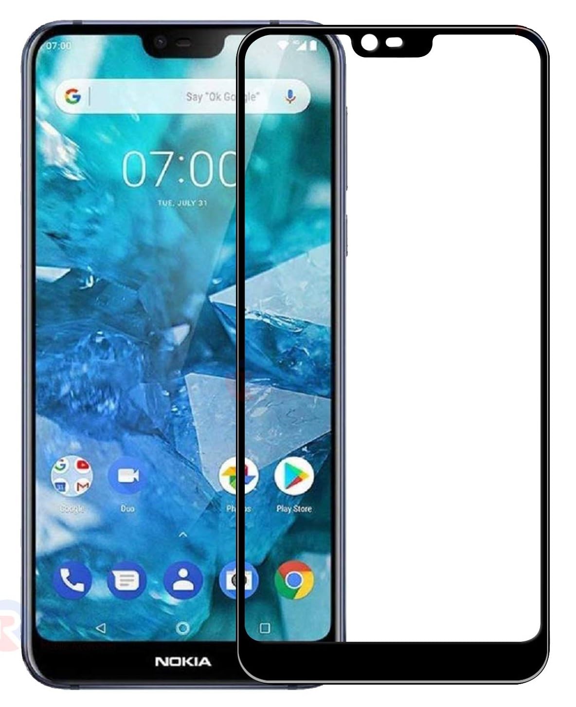 100FIT Tempered Glass For Nokia 7.1 With Full Glue Edge To Edge Coverage And Easy Installation Kit