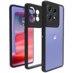 RIGGEAR Shockproof Sleek Hybrid Armor Back Cover Case Compatible with Motorola Moto Edge 50 Pro 5G (Clear PC + Black TPU Bumper)