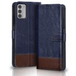 TheGiftKart Flip Back Cover Case for Nokia G42 5G | Dual-Color Leather Finish | Inbuilt Stand & Pockets | Wallet Style Flip Back Case Cover for Nokia G42 5G (Blue & Brown)