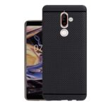 HELLO ZONE Exclusive Dotted Matte Finish Soft Rubberised Back Case Cover for Nokia 7 Plus - Black