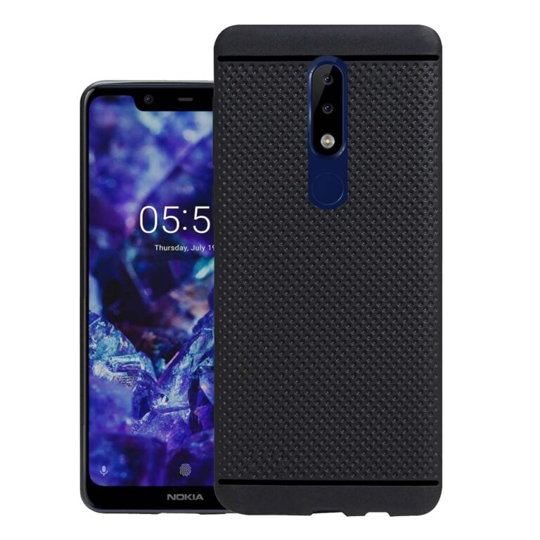 HELLO ZONE Exclusive Dotted Matte Finish Soft Rubberised Back Case Cover for Nokia 5.1 Plus - Black