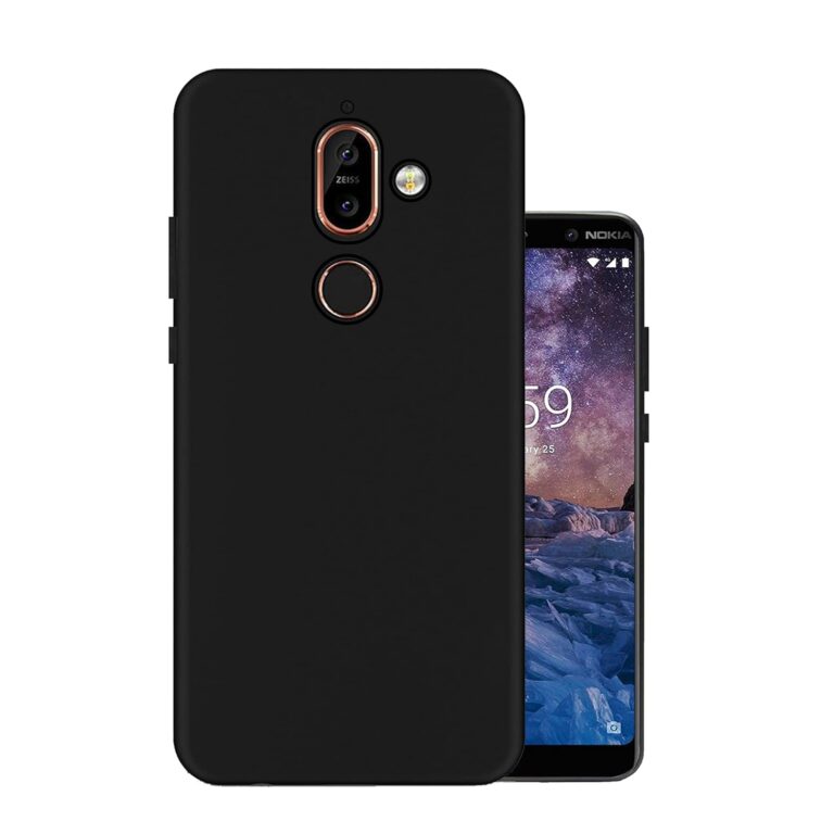 HELLO ZONE Exclusive Matte Finish Soft Back Case Cover for Nokia 7 Plus - Black