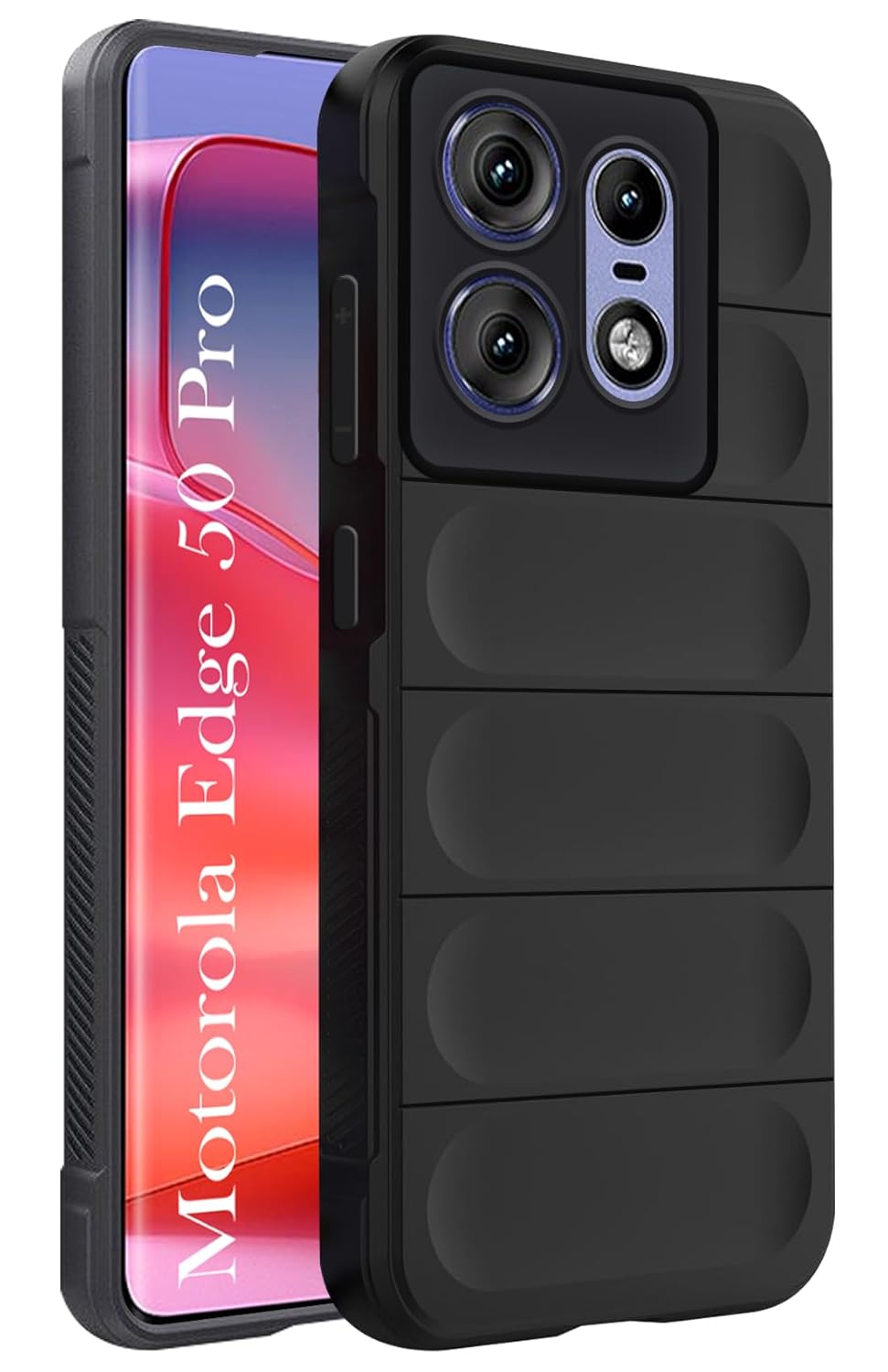 Jkobi Back Cover Case for Motorola Moto Edge 50 Pro (Matte Liquid Silicone | Micro-Fiber Cloth Inside | Camera Protection | Shockproof | Black)