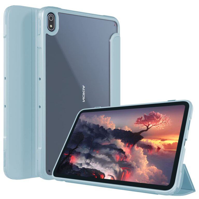 SwooK Slim Hybrid Case Shockproof Cover for Nokia T20 Tablet 10.36 Inch 2021 with Transparent Clear Back Shell. (Nokia T20, Aqua)