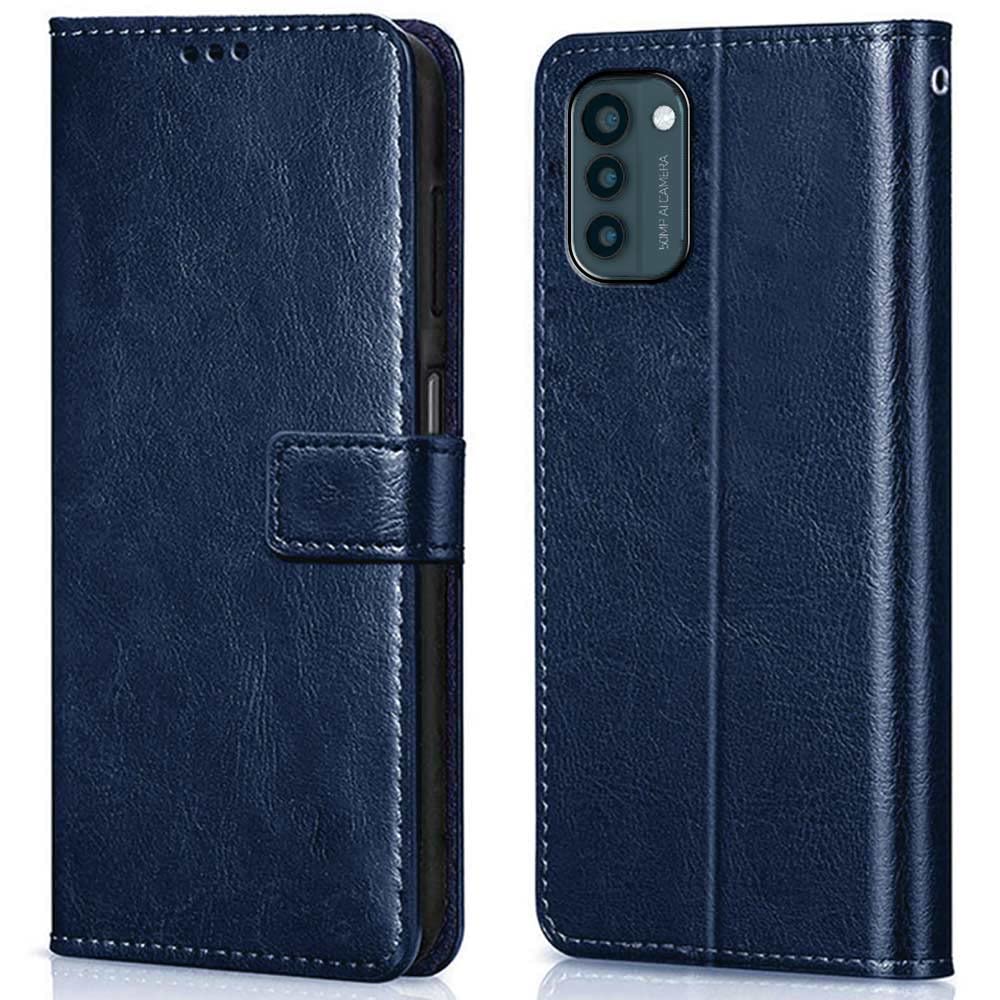 WOW IMAGINE Shock Proof Flip Cover Back Case Cover for Nokia G21 (Flexible | Leather Finish | Card Pockets Wallet & Stand | Blue)