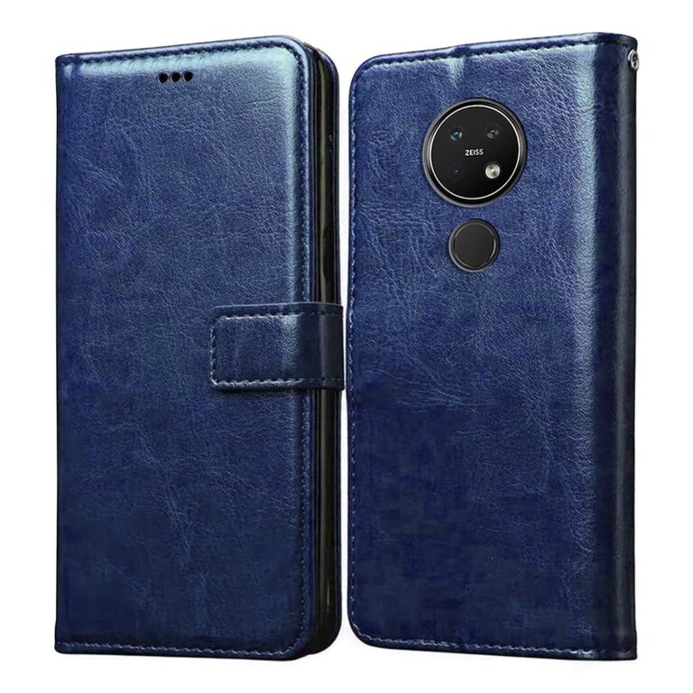 Casotec Flip Cover for Nokia 7.2 | Premium Leather Finish | Inbuilt Pockets & Stand | Flip Case for Nokia 7.2 (Blue)