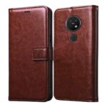 Casotec Flip Cover for Nokia 7.2 | Premium Leather Finish | Inbuilt Pockets & Stand | Flip Case for Nokia 7.2 (Brown)