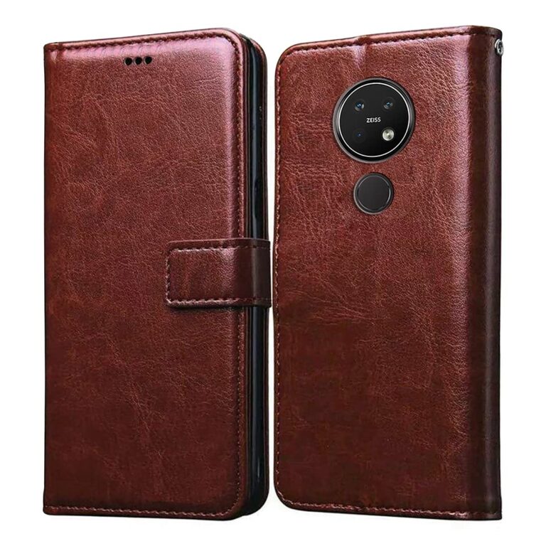 Casotec Flip Cover for Nokia 7.2 | Premium Leather Finish | Inbuilt Pockets & Stand | Flip Case for Nokia 7.2 (Brown)