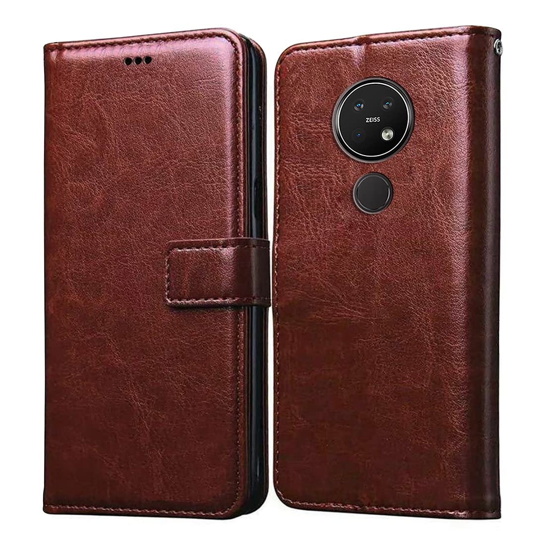 Casotec Flip Cover for Nokia 7.2 | Premium Leather Finish | Inbuilt Pockets & Stand | Flip Case for Nokia 7.2 (Brown)