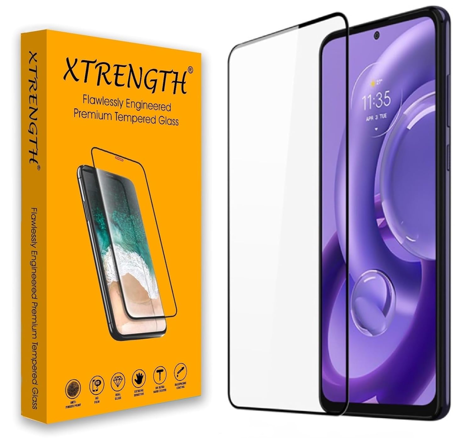 XTRENGTH Advanced HD+ Tempered Glass Screen Protector Designed for Motorola Edge 30 and Vivo X60 (6.55") : Edge-to-Edge Full Screen Coverage with Easy Installation Kit (Scratch-less)