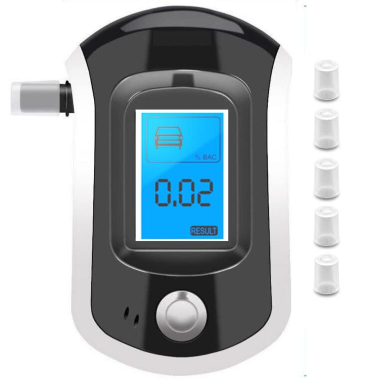 Alcohol Tester Breath Analyzer Digital Breath Blow Analyzer AT6000 Portable Alcohol Testing High Accuracy with 5 Mouthpiece