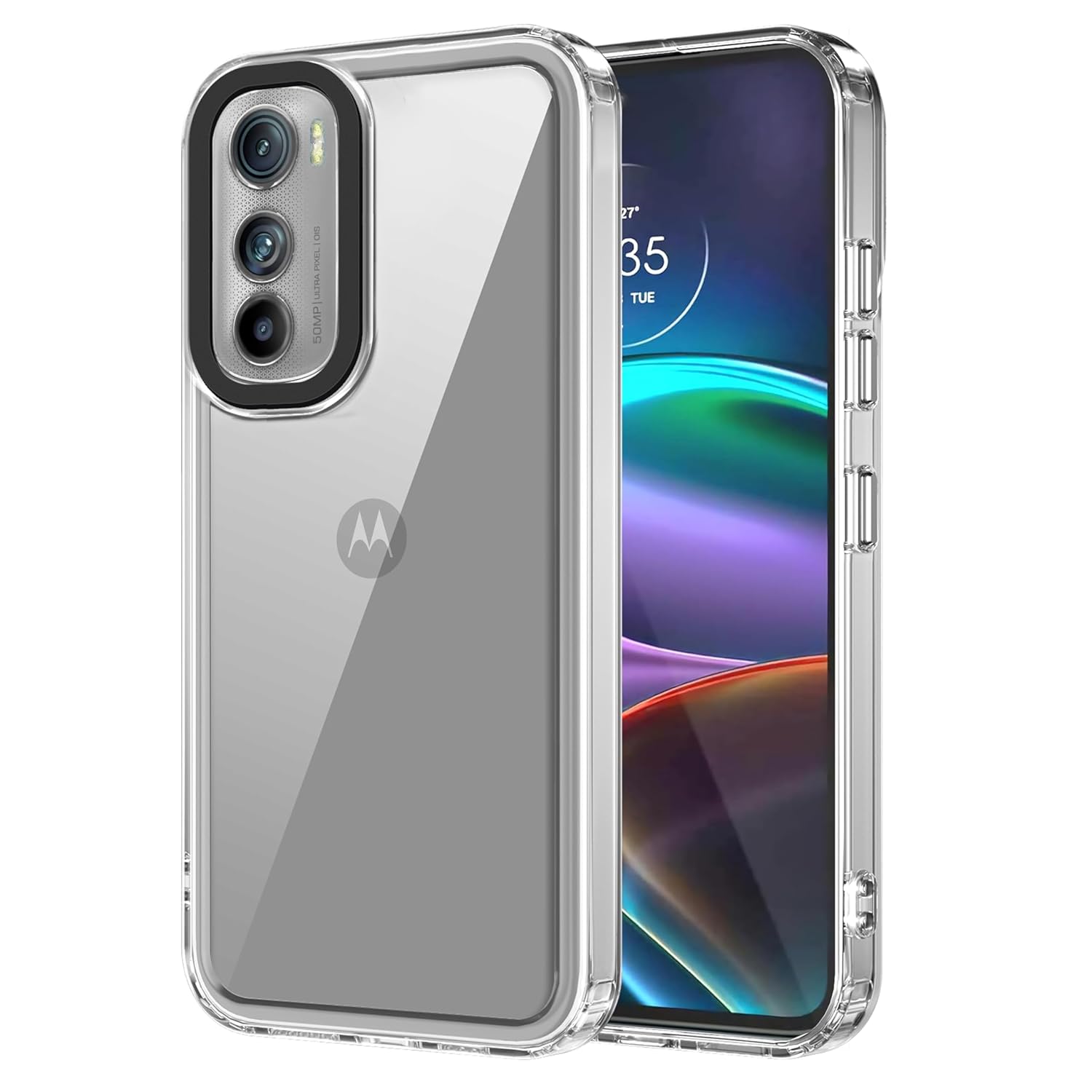 Amazon Basics Back Case Cover for Motorola Edge 30 5G (TPU + PC_Transparent)