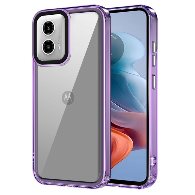Amazon Basics Back Case Cover for Motorola Moto G34 5G (TPU + PC_Translucent Purple)