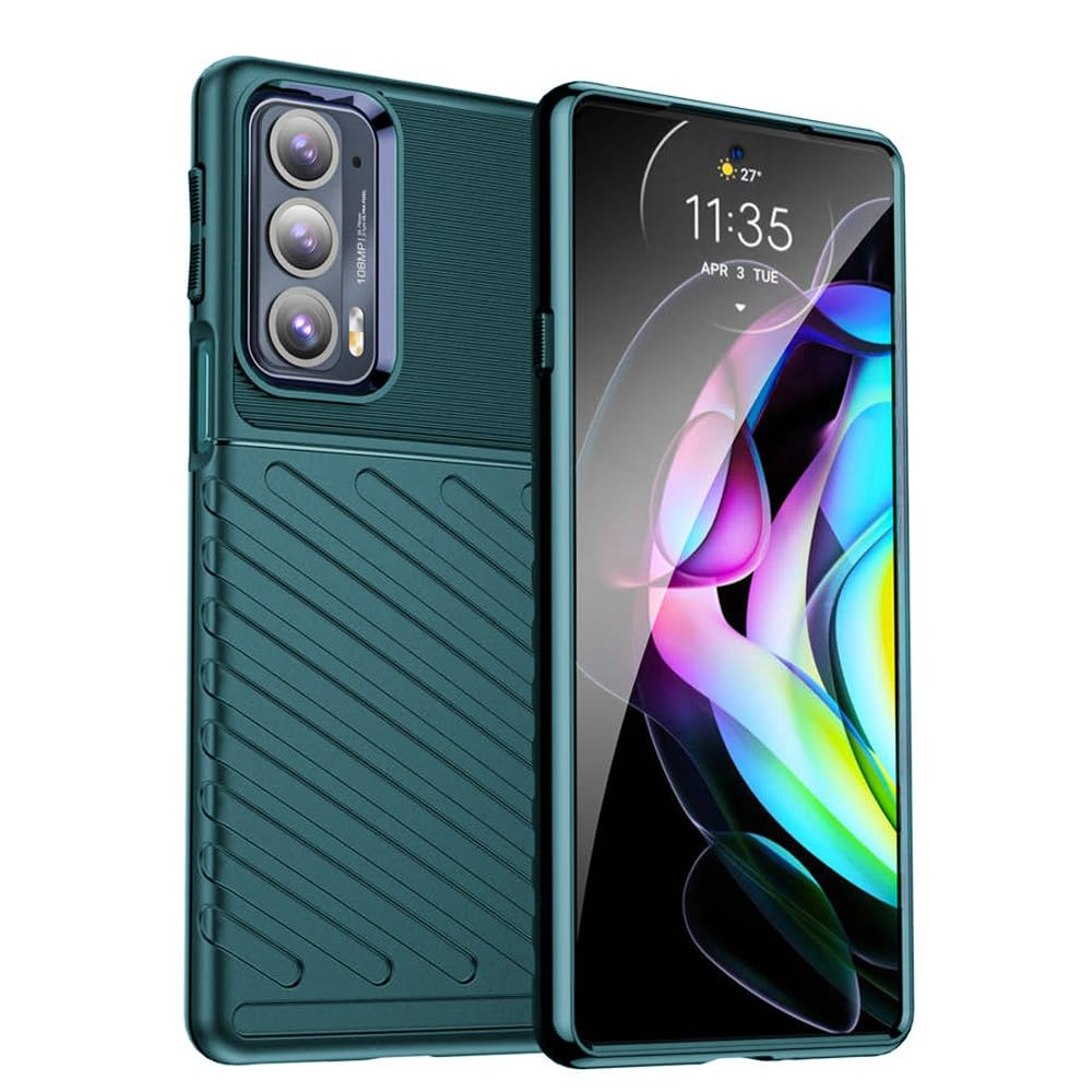 Amazon Brand- Solimo Basic Case for Motorola Edge 20 5G (Carbon Fiber_Green)