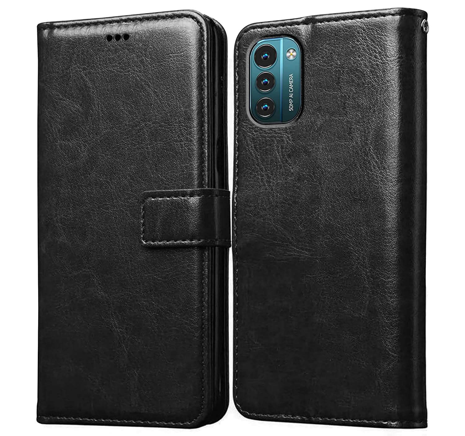 Amazon Brand- Solimo Flip for Nokia G21 (Leather_Black)
