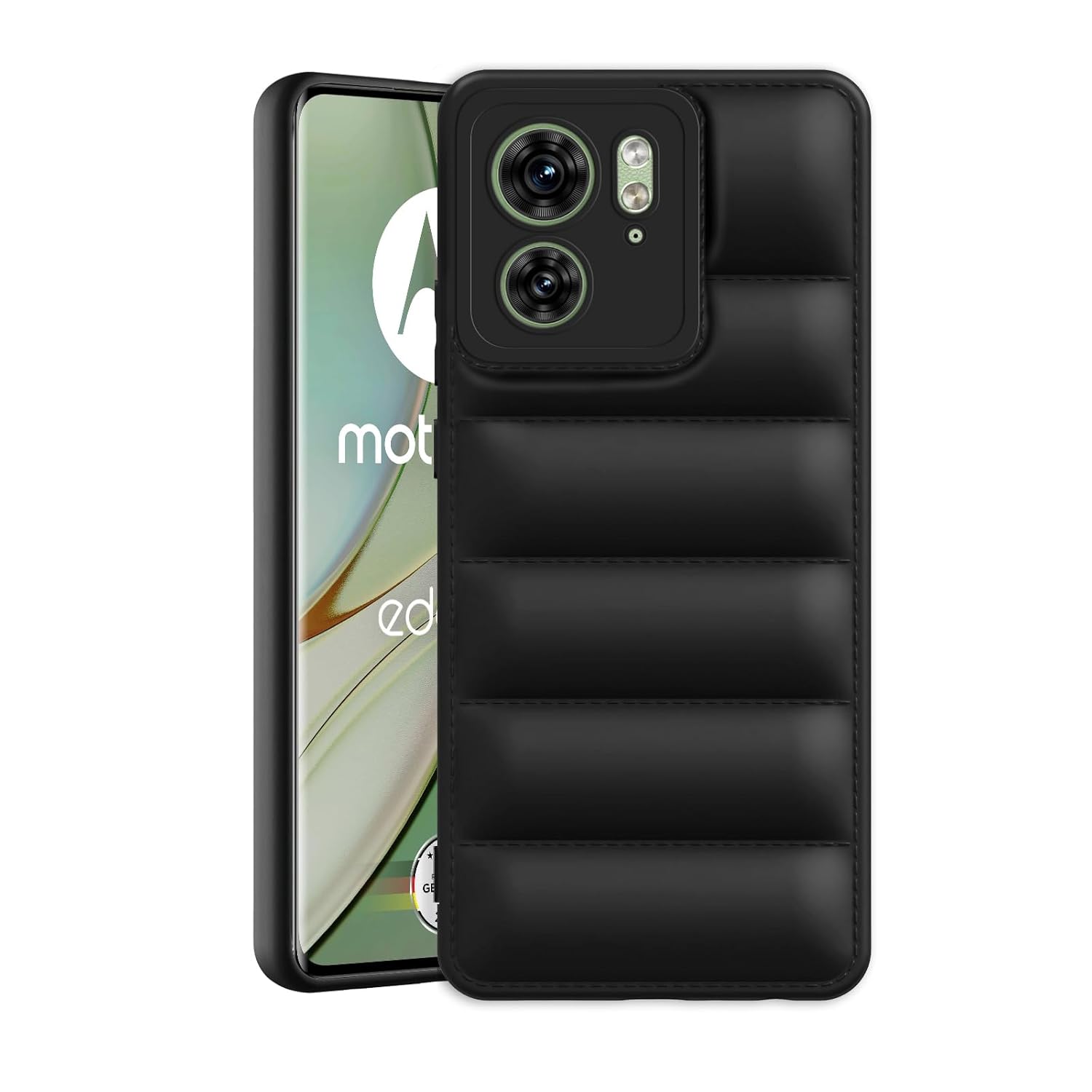 Amazon Brand - Solimo Puffer Case Camera Protection Soft Back Cover for Motorola Moto Edge 40 5G - Black