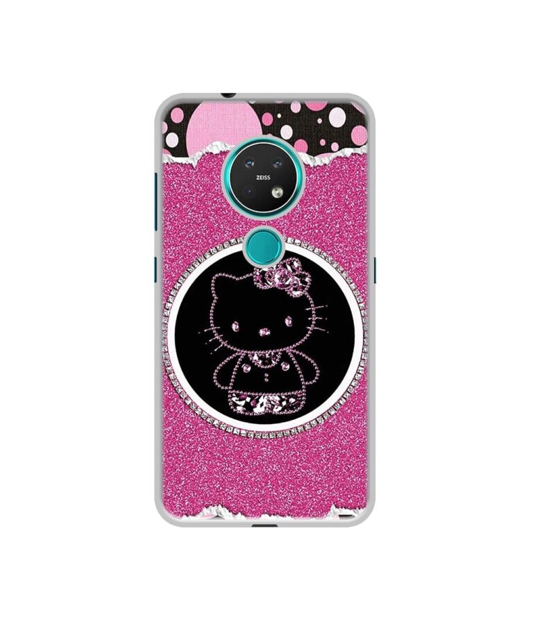 Amazon Brand - Solimo Silicone Designer Kitty with Glitter Uv Printed Soft Back Case Mobile Cover for Nokia 7.2, Multi-Coloured