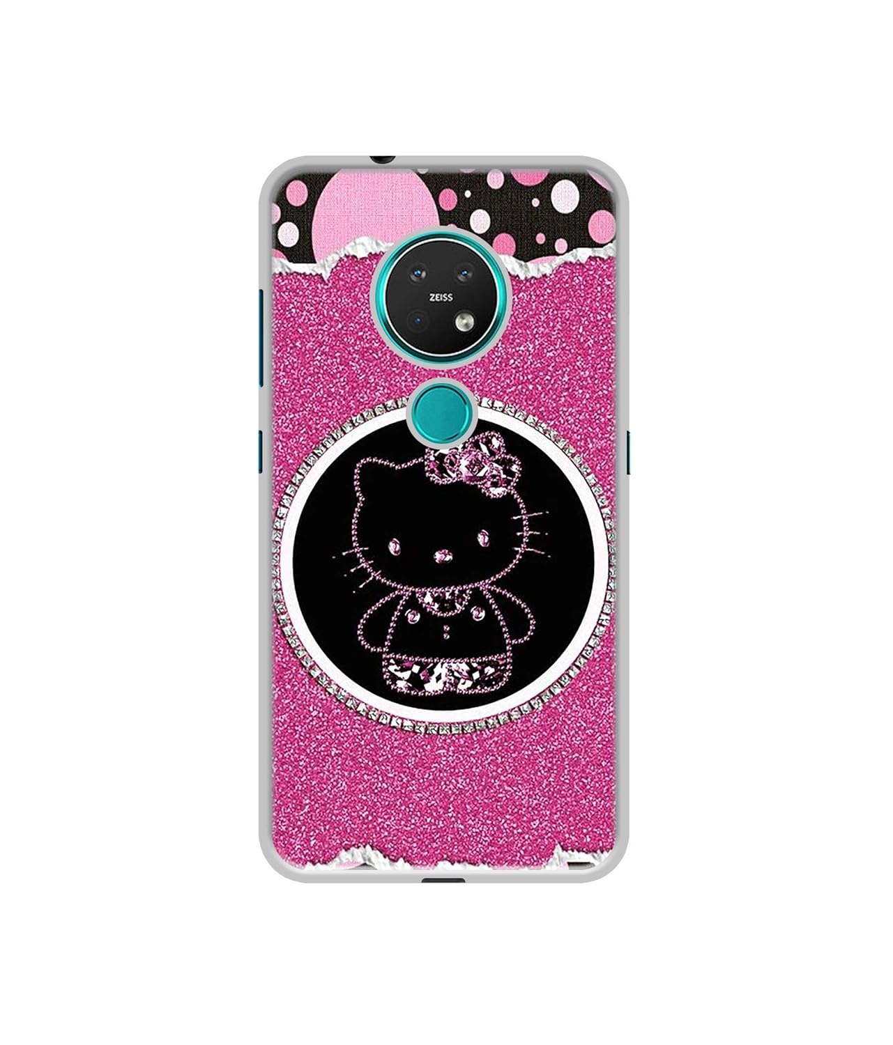 Amazon Brand - Solimo Silicone Designer Kitty with Glitter Uv Printed Soft Back Case Mobile Cover for Nokia 7.2, Multi-Coloured