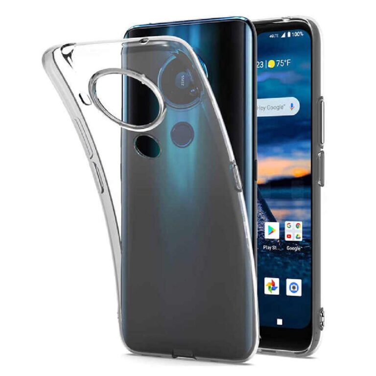 Amazon Brand - Solimo Silicone Mobile Cover For Nokia 5.4 (Soft & Shockproof Back Case With Inbuilt Cushioned Edges), Transparent, Clear