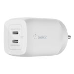 Belkin 65W GaN Dual USB-C (Type C) PD 3.0 Fast Charger with Pps Technology, Compact Size for iPhone 15, 14, 13, 12, MacBook Pro, MacBook Air, Ipad & other USB-C supported devices - White