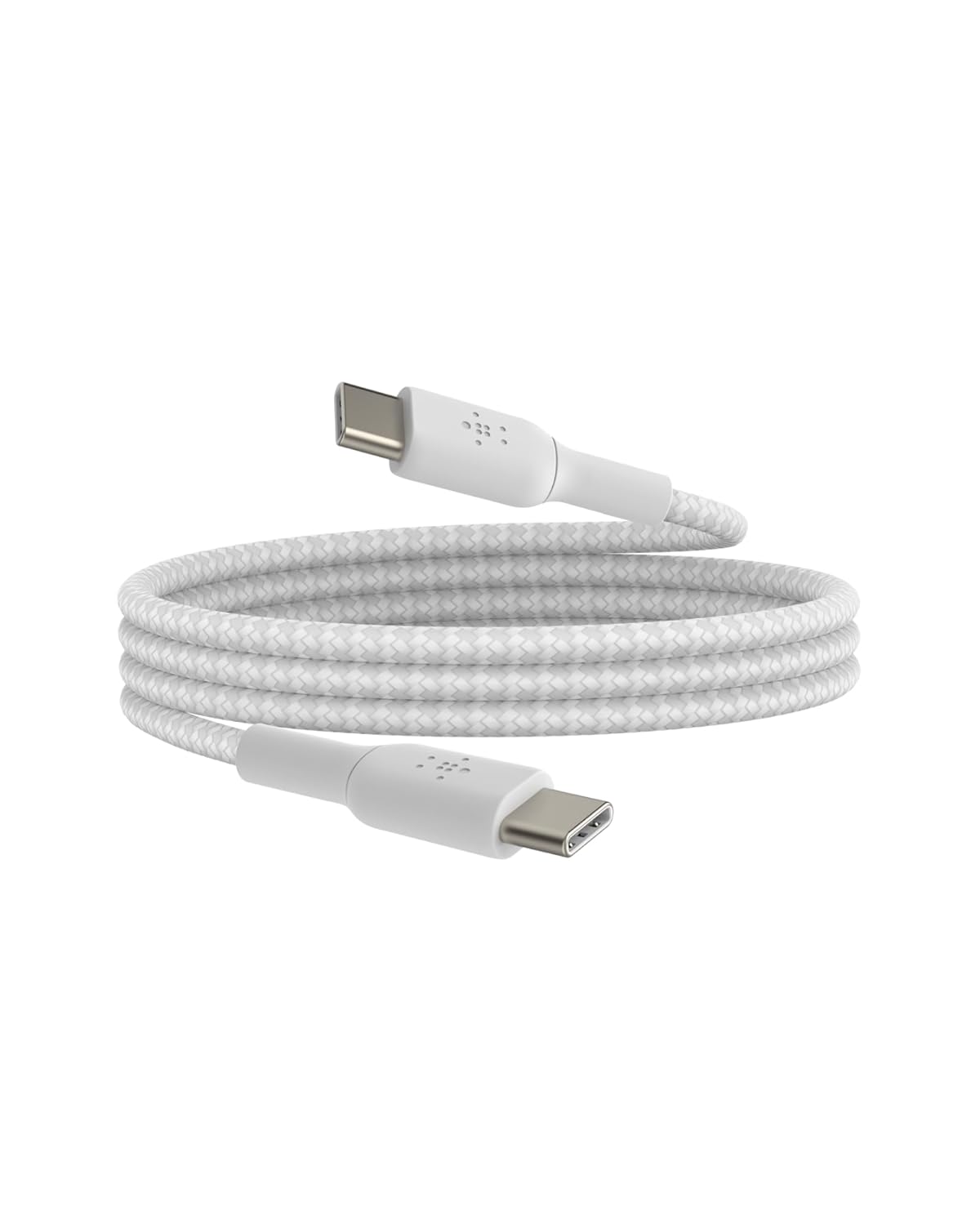 Belkin USB-C to USB-C Braided 3.3 Feet (1 Meter) Fast charging Type C Cable, for iPhone 15 Series and other USB-C Devices, Tough and Durable, 60W PD, USB-IF Certified - White