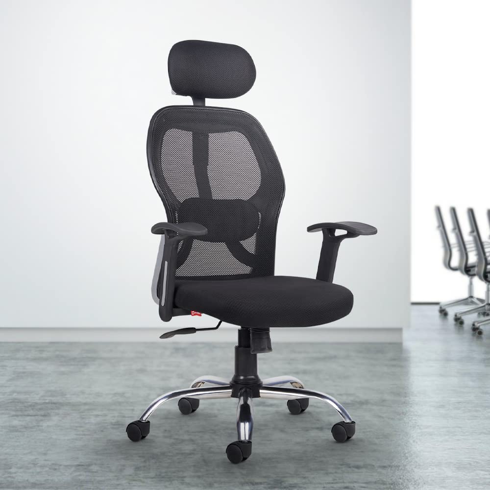 CELLBELL Tauras Lite C100 Mesh High Back Office Chair/Study Chair/Computer Chair/Revolving Chair/Desk Chair for Work from Home Metal Base Seat Height Adjustable Chair BLACK
