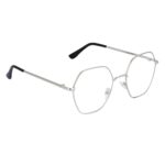 CREEK Blue Light Blocking Blue Cut Zero Power Anti-Glare Eyeglasses, Hexagon Frame For Eye Protection From Uv By Computer/Tablet/Laptop/Mobile (With Torch And Testing Card, Silver, Unisex)