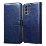 Casotec Flip Cover for Motorola Moto G62 5G | Premium Leather Finish | Inbuilt Pockets & Stand | Flip Case for Motorola Moto G62 5G (Blue)