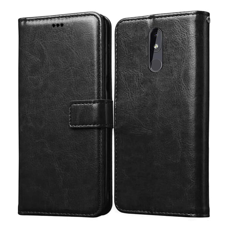 Casotec Flip Cover for Nokia 3.2 | Premium Leather Finish | Inbuilt Pockets & Stand | Flip Case for Nokia 3.2 (Black)